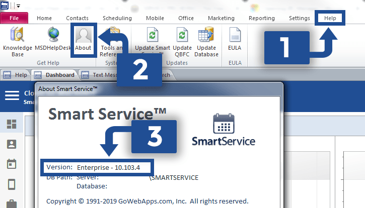 Instructions for checking Smart Service version